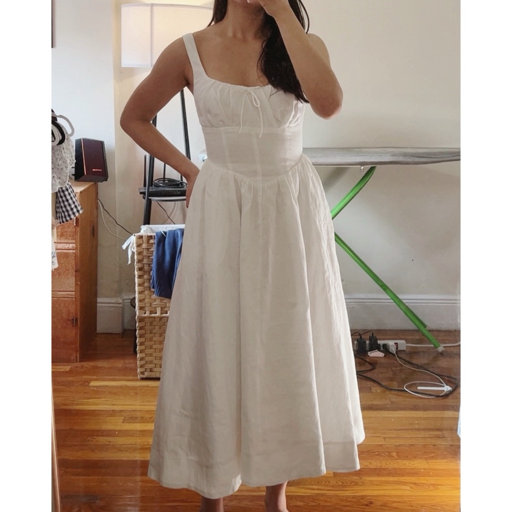 Reformation Petites Balia Linen Dress in White